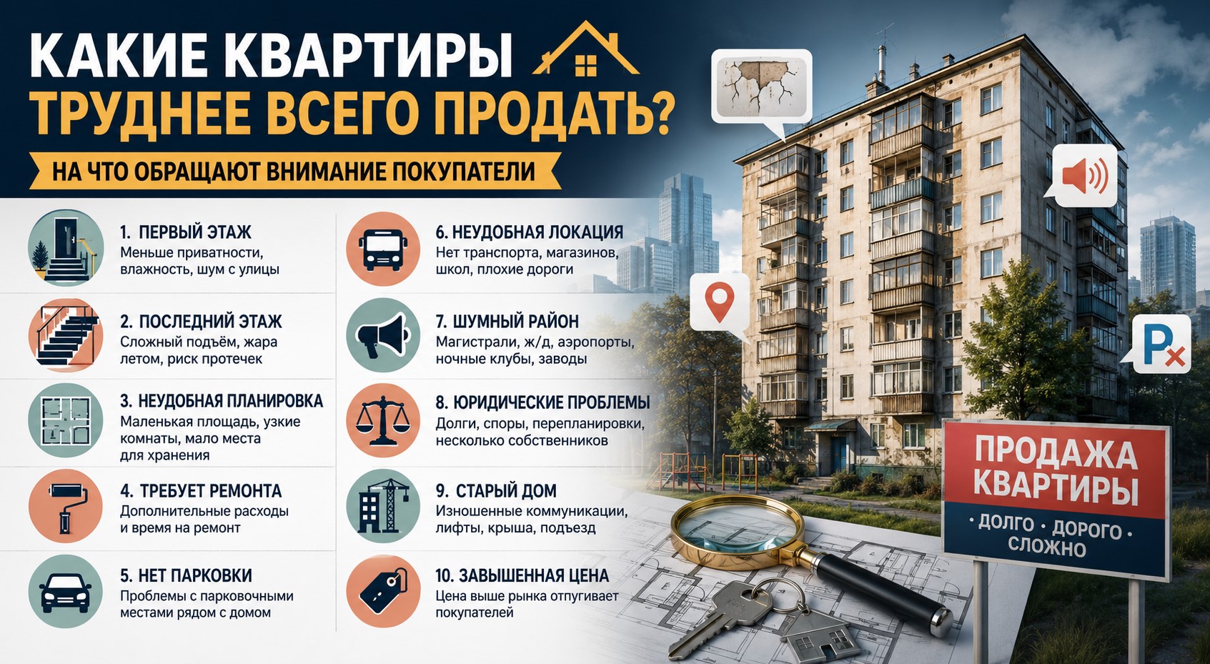 Какие квартиры труднее всего продать? На что обращают внимание покупатели