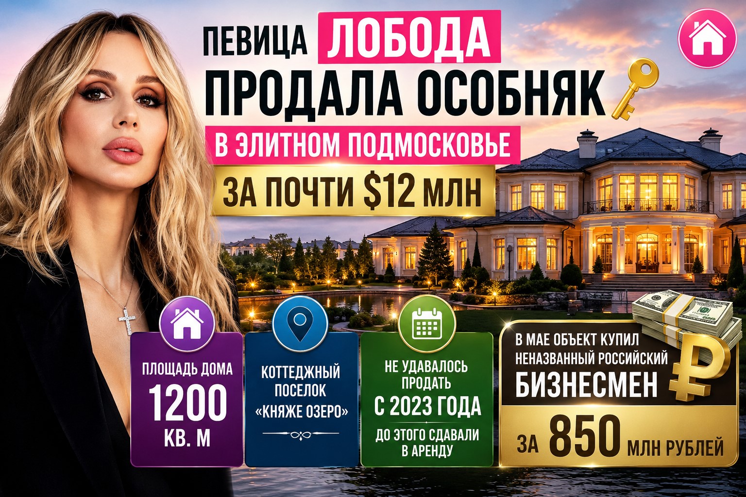 Светлана Лобода продала роскошный особняк в Подмосковье почти за $12 миллионов