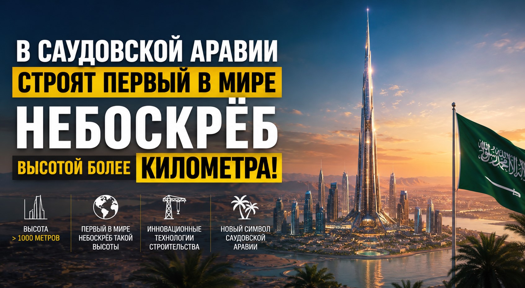 В Саудовской Аравии строят первый небоскрёб в мире высотой более километра!